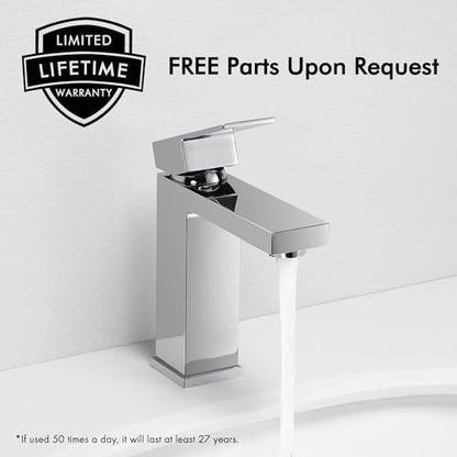 KES Chrome Bathroom Sink Faucet Single Hole Bathroom Faucets Single Handle for Modern Washroom Vanity RV Farmhouse Sink cUPC Certified Lead-Free, L3120ALFF12-CH - color: Chrome, style: NO Drain - Short Faucet