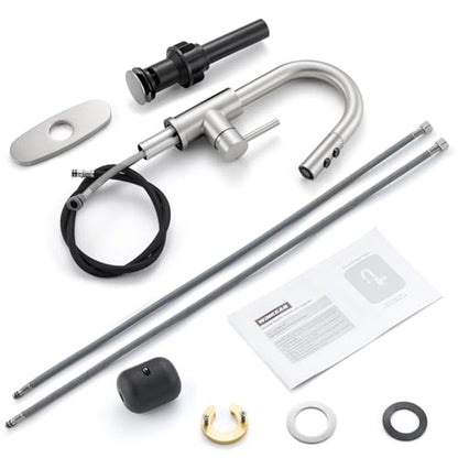 Brushed Nickel Bathroom Faucet with Pull Down Sprayer, 2 Flow Mode | Modern Stainless Steel Bathroom Sink Faucet with Pop-up Drain and Hoses, RV & Outdoor Basins, for 1 or 3 Hole - color: Brushed Nickel