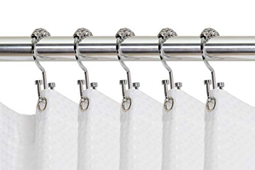 HK1SS Deco Flat Double Roller Shower Curtain Hooks; Chrome - color: Chrome