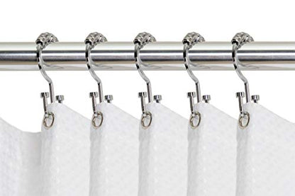 HK1SS Deco Flat Double Roller Shower Curtain Hooks; Chrome - color: Chrome