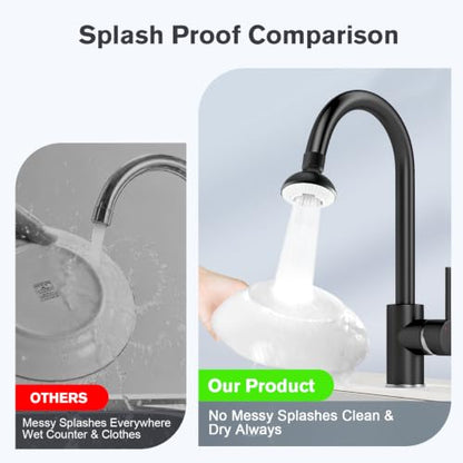 Kitchen Faucet Sprayer Attachment, Anti-Splash 3-Mode Swivel Faucet Extender with Wide Spray Area, 360° Rotating Faucet Aerator, Faucet Head Replacement for Kitchen (Black) - color: Black