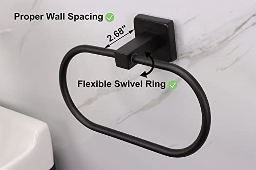 TocTen Towel Ring/Hand Towel Rack - Thicken SUS304 Stainless Steel Bathroom Hand Towel Holder Heavy Duty Unique Oval Hand Towel Hanger Wall Mounted for Bathroom Kitchen Sink (Matte Black) - color: Matte Black, size: 7.88 Inch without Shelf