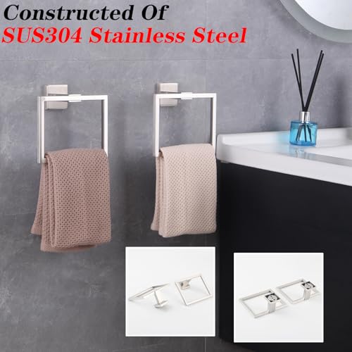 GERZWY Hand Towel Ring Bath Towel Holder Bathroom Lavatory Shower Towel Hanger Holder Brushed Stainless Steel Wall Mount JG1916-2LS - color: Brushed