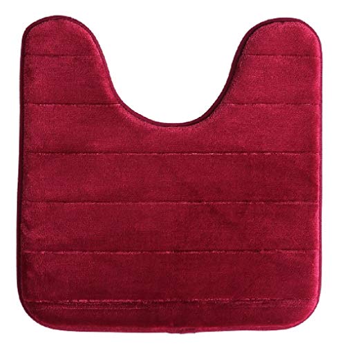 Memory Foam Toilet Bathroom Mat, Soft and Comfortable U-Shaped, Thick Water Absorption Non-Slip and Machine Wash and Easier to Dry for Bath Commode 20 X 24 Inches Contour Rug (Burgundy) - color: Burgundy