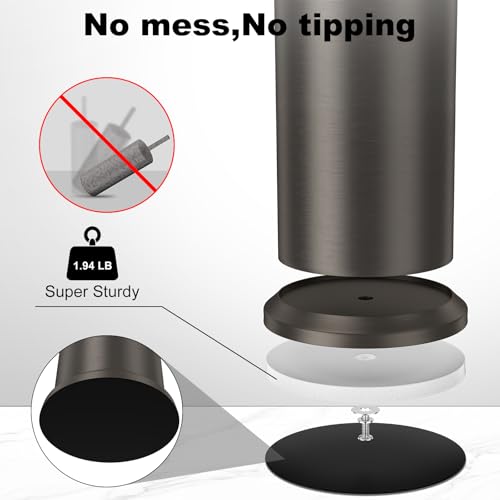 Pewter Toilet Brush and Holder，Extra Long Handled Toilet Brush for Bathroom，Stainless Steel Heavy Duty Toilet Bowl Brush,Removable Inner Bowl,Deep Cleaning Dense Bristles Cleaner Brush -Space Saving - color: Pewter