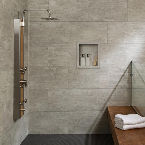 Palisade 17.5 in x 15.5 in Vinyl Shower Niche Wind Gust/Urban Coast | Waterproof Shower Insert - color: Wind Gust/Urban Coast
