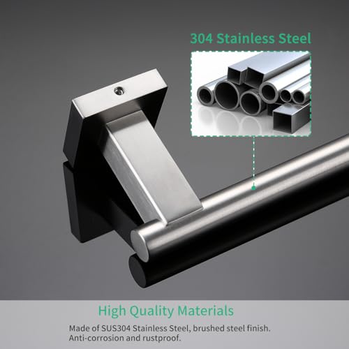 Miyili Bathroom Accessories Set 4-Piece Bath Hardware Kit Brushed Stainless Steel Wall Mount - Includes Double Towel Bar, Hand Towel Rack, Toilet Paper Holder, Robe Hook, BS02N4 - color: Brushed Steel