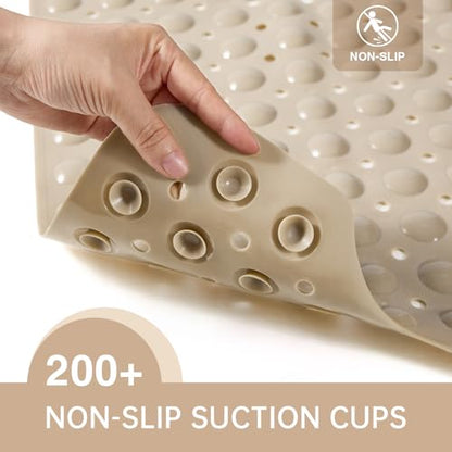 Bathtub Mats for Shower Tub Non-Slip Bath Mat 39 x 16 Inch Extra Long Shower Mat, Bath Tub Mat for Bathroom with Machine Washable, BPA Free for Kids (Brown) - color: Brown
