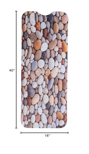 ENKOSI Non-Slip Bath & Shower Mat 40x16 Extra Long, Suction & Drain Holes | Pebble Stone spa look; Durable PVC; 40x16 in, Pebble Stone - color: Pebble Stone