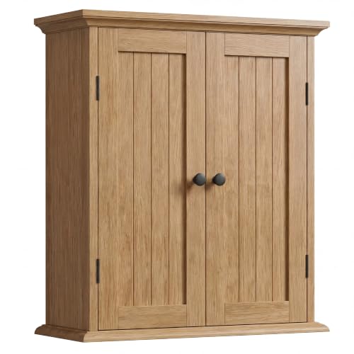 ChooChoo Bathroom Wall Cabinet with 2 Doors, Over The Toilet | 8.8"D x 21.1"W x 24"H, Medicine Cabinet, Adjustable Shelves, Cupboard, Natural - color: Natural, size: 8.8"D x 21.1"W x 24"H