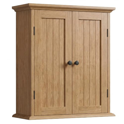 ChooChoo Bathroom Wall Cabinet with 2 Doors, Over The Toilet | 8.8"D x 21.1"W x 24"H, Medicine Cabinet, Adjustable Shelves, Cupboard, Natural - color: Natural, size: 8.8"D x 21.1"W x 24"H