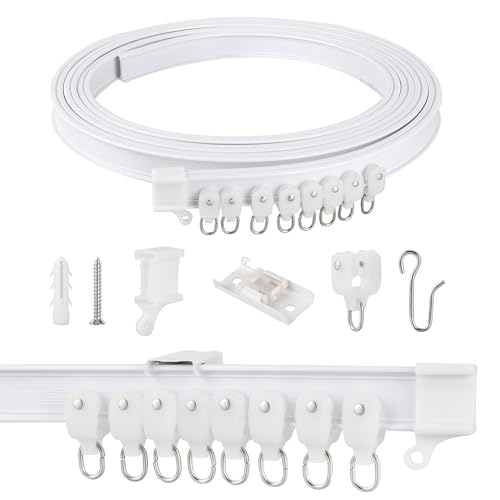 Ceiling Curtain Track Flexible Bendable, 2 Meters | PVC White Curtain Rail Set, For Curtain, Window, Shower, RV, Camper, Room Divider, Hospital, Bay Window - size: 2 Meters