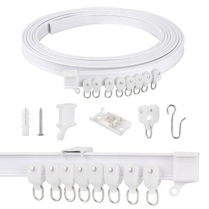 Ceiling Curtain Track Flexible Bendable, 2 Meters | PVC White Curtain Rail Set, For Curtain, Window, Shower, RV, Camper, Room Divider, Hospital, Bay Window - size: 2 Meters