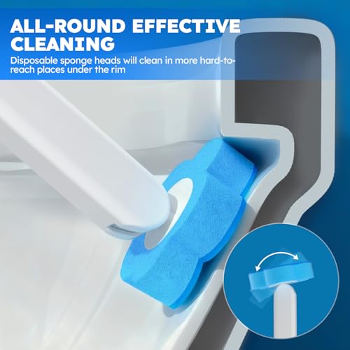 Disposable Toilet Brush Refills 20PCS Only for TUUAQ- Toilet Bowl Cleaner Head for Toilet Brush, Toilet Cleaning Supplies, 20PCS Brush Refills for Bathroom Deep Cleaning (20, Blue)