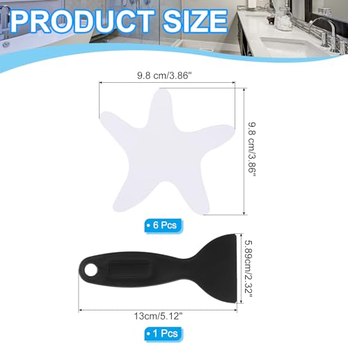 PATIKIL Bathtub Non Slip Stickers 3.86x3.86 Inch, 6 Pack Starfish Safety Shower Floor Anti Slip Stickers with Adhesive Decals Scraper for Bath Tub Shower Floor Stair, White - color: White
