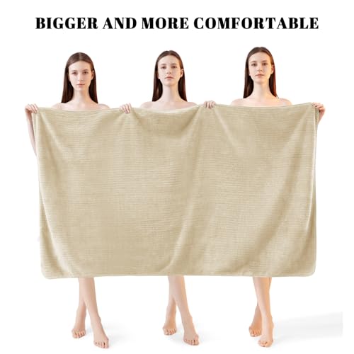 Bath Towels Set of 4 Extra Large 35 x 70 Inches,Luxury Thick High Absorbent and Quick Dry Bath Sheet,Ultra Soft Microfiber,Bathroom,Beach,Yoga,Sport,SPA,Fitness (Beige) - color: Beige, style: 4 Piece Bath Towels