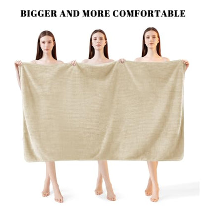 Bath Towels Set of 4 Extra Large 35 x 70 Inches,Luxury Thick High Absorbent and Quick Dry Bath Sheet,Ultra Soft Microfiber,Bathroom,Beach,Yoga,Sport,SPA,Fitness (Beige) - color: Beige, style: 4 Piece Bath Towels