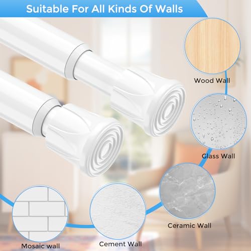 4 Pack Small Spring Tension Curtain Rod 8 to 12.5 Inch, Thin DIY Tension Rods No Drill for Slim Window Cupboard Closet Sidelights, White - color: White, size: 8" to 12.5"-4Pcs