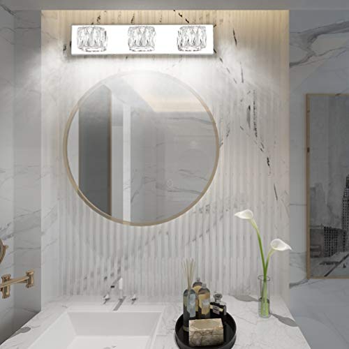 Aipsun 3 Lights Crystal Vanity Lights Over Mirror Modern LED Vanity Lights for Bathroom Vanity Lighting Fixtures(White Lights) - size: 3 light