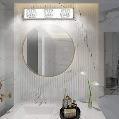 Aipsun 3 Lights Crystal Vanity Lights Over Mirror Modern LED Vanity Lights for Bathroom Vanity Lighting Fixtures(White Lights) - size: 3 light