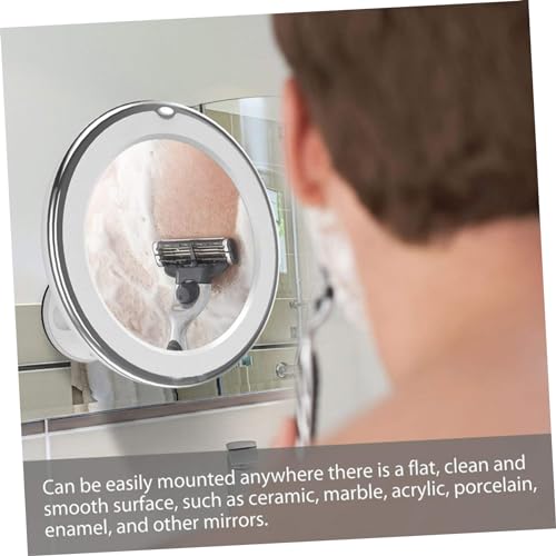 Magnifying Led Vanity Mirror Suction Cup Round Design for Makeup Application Portable Cosmetic Mirror for Bathroom and Travel White No Battery Included