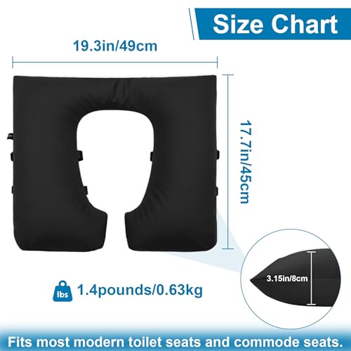 3-Inch Raised Toilet Seat Cushion, Waterproof PU Cover | Toilet Seat Riser, Toilet Cushion & Cover, Pressure Relief,Thick Seat Pad, Comfort Support For Elderly, Pregnant & Disabled