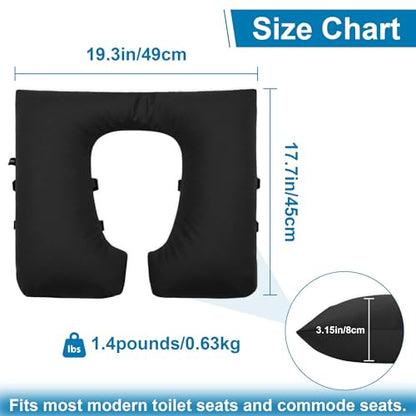 3-Inch Raised Toilet Seat Cushion, Waterproof PU Cover | Toilet Seat Riser, Toilet Cushion & Cover, Pressure Relief,Thick Seat Pad, Comfort Support For Elderly, Pregnant & Disabled