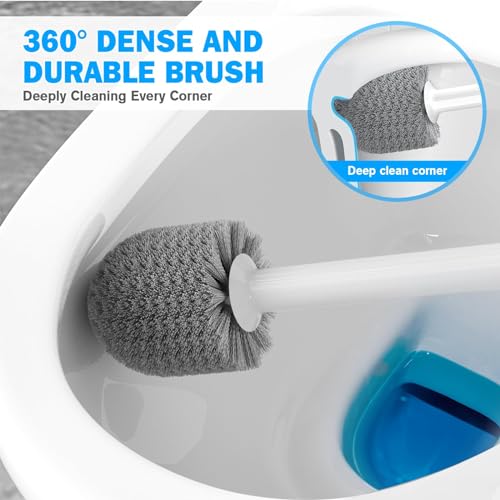 Toilet Plunger and Brush Set, Bowl Brush and Heavy Duty Toilet Plunger with Ventilated Holder, 2-in-1 Toilet Brush and Plunger Combo for 5.3-inch Toilet Drain Bathroom Deeply Cleaning(White & Grey) - color: White & Grey01