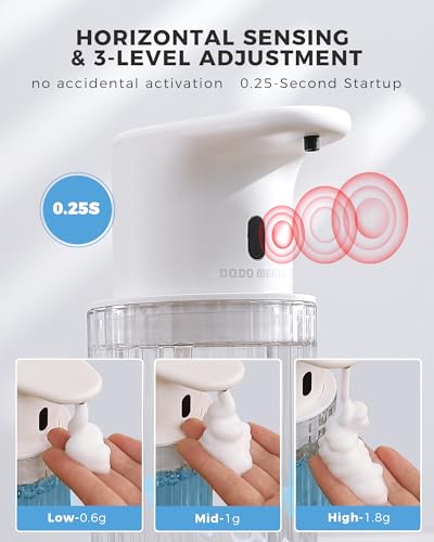 Automatic Foaming Soap Dispenser Touchless, USB Rechargeable Soap Dispenser | Adjustable Foam Levels, 10oz/300mL Hands Free Sensor, Waterproof, Wall Mounted or Countertop for Bathroom & Kitchen - color: White, style: Foam