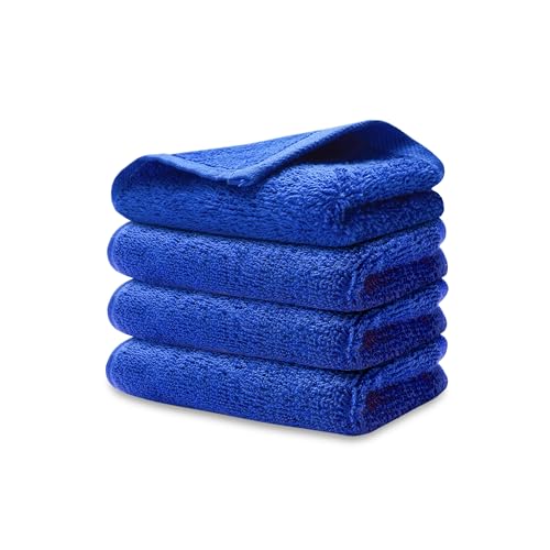Fingertip Hand Towel | Absorbent |11x18 | Terry Velour Premium Washcloths, Bathroom use, 100% Cotton, Face, fingertip, Soft, Guest Towels (Pack of 4) (4, Royal Blue) - color: Royal Blue