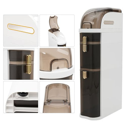 3-Tiers Bathroom Storage Cabinet Slim Bathroom Storage Cabinet with 4 Wheels Narrow Bathroom Storage Cabinets Bathroom Floor Cabinets for Bathroom, Small Spaces, Kitchen, Laundry - size: 16.1*7*30.7in-3 tiers