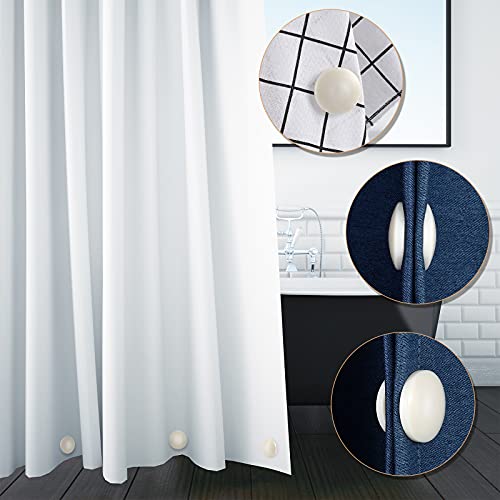 Jetec 12 Pcs/6 Sets Magnetic Curtain Weights No Sew Shower Curtain Magnets Beige Plastic Shower Curtains Liner Clips for Light Curtains Tablecloth Liner - color: Beige