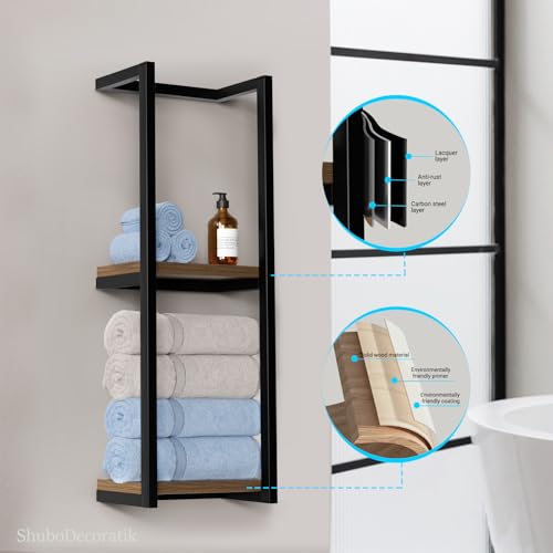 Towel Racks for Bathroom, 2 Tier Wall-Mounted Towel Rack, Home Decor Shelf, Space-Saving Organizer Rack for Household, Bathroom, and Bedroom