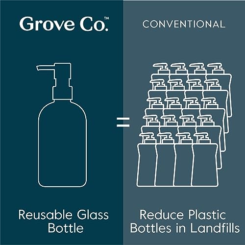 Grove Co. Gel Hand Soap Dispenser, 2 x 13.5 oz Glass Bottles | Glass bottles; Stainless-steel pumps; Reusable; Pair with Grove Co. Hand Soap; No Plastic Waste - size: 27 Ounce ( Pack of 2)