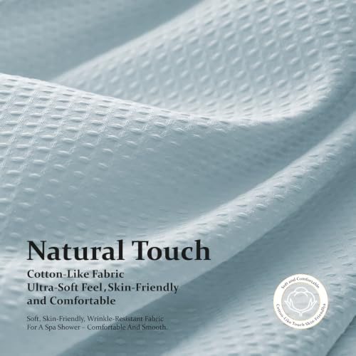 Long Waffle Shower Curtain 256 GSM Heavy Fabric 72x78 Fog Blue | 78 Inch Long, Thick Cloth, Weighted Hem, Water Repellent, Tall Hotel Luxury Polyester Shower Curtains for Bathroom 12 Hooks - color: Fog Blue, size: 72"W x 78"L (Pack of 1)