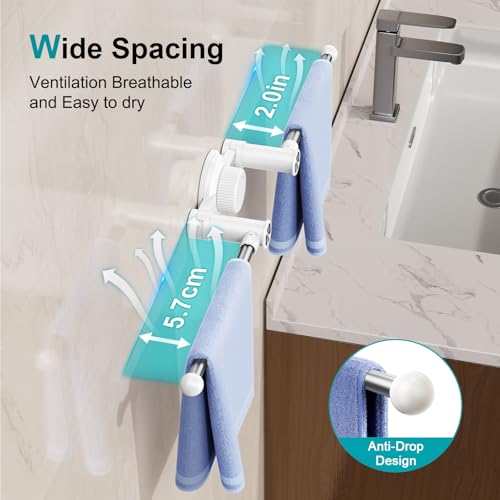 Towel Holder with Suction Cup & Double Aluminum Rod,Adjustable Length Angle Towel Rack,Sturdy and Reusable Wall Mounted Towel Bar for Bathroom,Kitchen,Porch -Double Rods（1 Pack） - size: Double- Rods