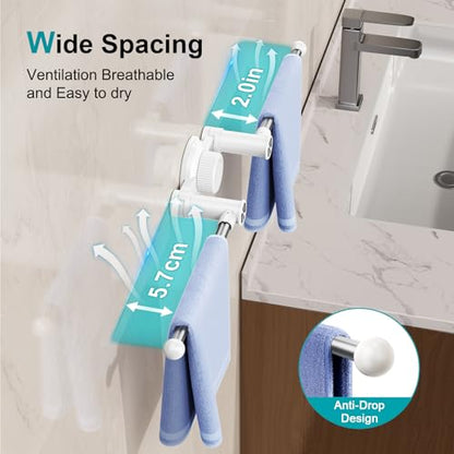 Towel Holder with Suction Cup & Double Aluminum Rod,Adjustable Length Angle Towel Rack,Sturdy and Reusable Wall Mounted Towel Bar for Bathroom,Kitchen,Porch -Double Rods（1 Pack） - size: Double- Rods