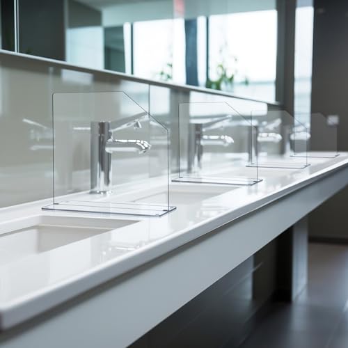 Vesici 2 Pcs Clear Acrylic Sink Splash Guard Freestanding Panel Barrier with Easy Reach Cutaway Kitchen Guard Protective Splatter Barrier for Home Hospital(15.75" Length, 16" Height, 4.5" Base) - size: 15.75" Length, 16" Height, 4.5" Base