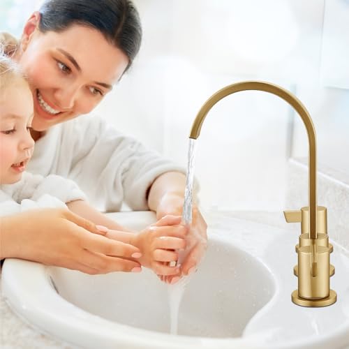 Midanya 8 Inch Widespread Bathroom Sink Faucet 3 Hole,Gold | Waterfall Swivel Spout,2 Handle,SUS304,with Pop Up Drain,cUPC 24" Water Hose,for 6-16” hole distance vanity,RV,Farmhouse Sink - color: Gold