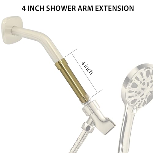 Shower Arm Extender 4 Inch Straight Extension Pipe Arm for Rainfall and Handheld Shower Head, Female to Male NPT 1/2 Inch, Brushed Gold - color: Brushed Gold, style: 4-Inch