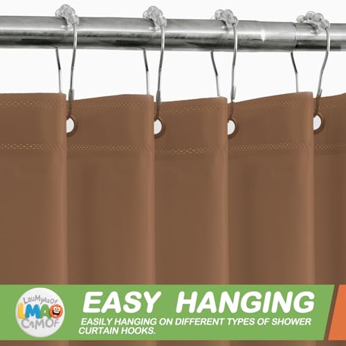 2 Pack | Brown Plastic Shower Curtain Or Liner, 72x72 Inch Lightweight Plastic Bathroom Shower Showroom Inner Curtain with Rustproof Metal Grommet Holes and Weighted Magnets - color: Brown