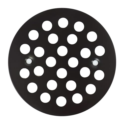 4-1/4” Round Shower Drain Cover,Screw-in Shower Drain Strainer,Easy-to-Install Replacement Cover - color: Black, size: 4-1/4 inch