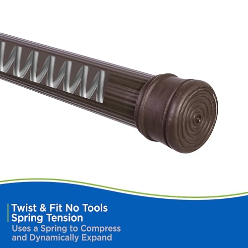 Kenney KN609L/15 Twist & Fit No Tools Spring Tension Standard Shower Curtain Rod with Non-Slip, Non-Scratch Ends, 42-72" Adjustable Length, Easy Install, Brown, 1" Diameter Rust Resistant Steel Tube - color: Chocolate