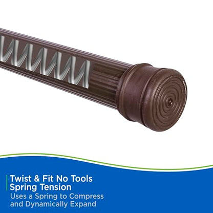 Kenney KN609L/15 Twist & Fit No Tools Spring Tension Standard Shower Curtain Rod with Non-Slip, Non-Scratch Ends, 42-72" Adjustable Length, Easy Install, Brown, 1" Diameter Rust Resistant Steel Tube - color: Chocolate