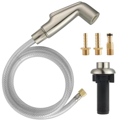 Universal Kitchen Sink Spray Attachment/Hose/Holder Set, Brushed Nickel | NSF/ANSI/CAN 372 Certified, Compatible with Moen/Delta Faucet, Kitchen Side Sprayer, Kitchen Sink Faucet Sprayer Replacement - color: Brushed Nickel, style: Sprayer Head/Hose/Holder