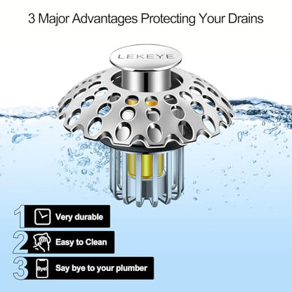 LEKEYE Bathroom Sink Stopper | Shower Drain Hair Catcher | Pop Up Sink Drain Plug | Bathroom Sink Drain Strainer for 1-1/8"to 1-3/8" to 1-1/2" Drain Holes - style: 2060