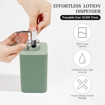 Bathroom Accessories Set, 4 Piece Toothbrush Holder Set - Green | Bathroom Accessory Set with Soap Dispenser, Toothbrush Holder, Tumbler, Vanity Tray, Bathroom Sink Set for Modern Home Decor - style: Green