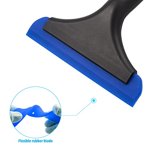 Small Silicone Squeegee Window Shower Squeegee Tool,Auto Water Blade for Car Windshield, Window, Mirror, Glass Door,Bathroom - color: Black+ Blue