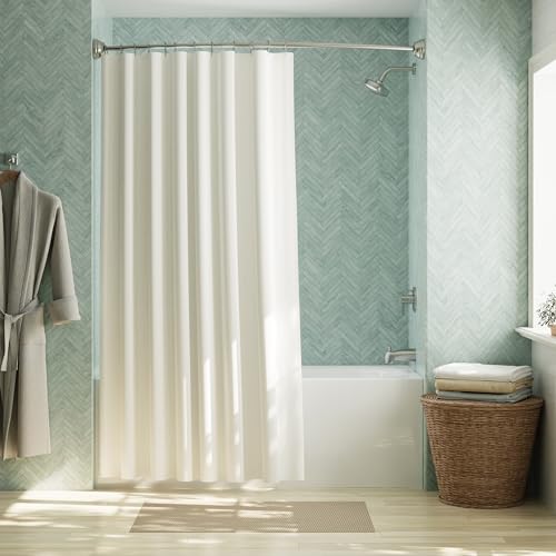 Zenna Home Fabric Shower Curtain Liner, Water Repellent Soft Microfiber Cloth Liner for Showers and Bathtubs, Washable Shower Curtain Fabric with Weighted Hem, 70 x 72 Inch, White