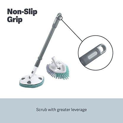 Casabella Tub and Tile Brush with 28 Inch Extendable Handle and Scrubber Pad